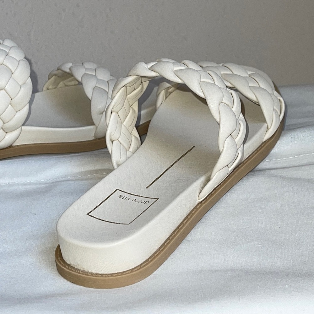 NIB Dolce Vita “Gabbie” Braided Double Strap Sandals Chalk-beige Size 8 - Picture 7 of 14